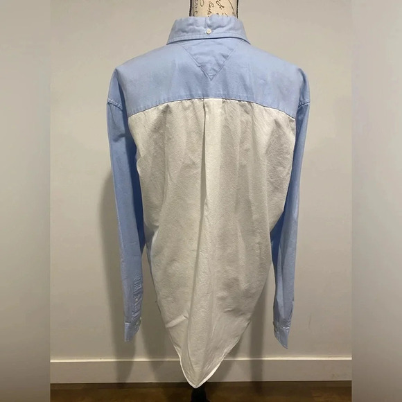 Tommy Hilfiger Long sleeve button down blue pink white color block shirt size XL - Picture 7 of 11